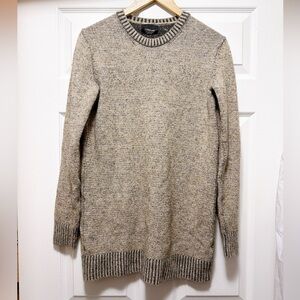 Zara Heathered Beige Crewneck Knit Long Sweater